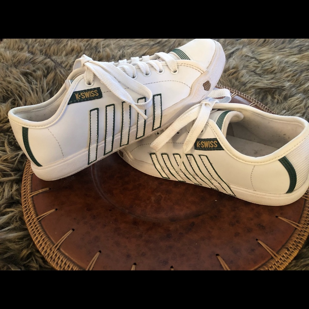 Big boy’s white K-Swiss tennis shoes